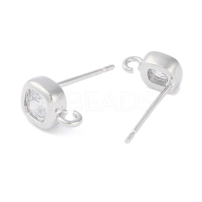 Brass Pave Clear Cubic Zirconia Stud Earring Findings LS-KK-F875-01P-1