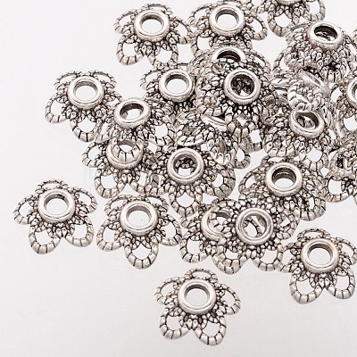 Antique Silver Tone Alloy Flower Bead Caps X-AA484-1