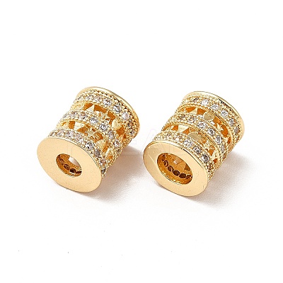 Brass Micro Pave Cubic Zirconia European Beads KK-M233-34G-1
