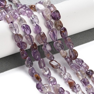 Natural Purple Phantom Quartz Purple Lodolite Quartz Beads Strands G-P497-01C-32-1