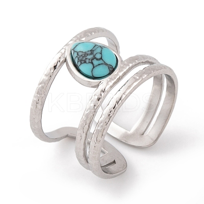 Teardrop 304 Stainless Steel Open Cuff Rings RJEW-G314-05P-1