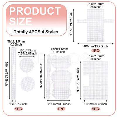 4 Styles Plastic Mesh Sheets FIND-TA0006-66-1
