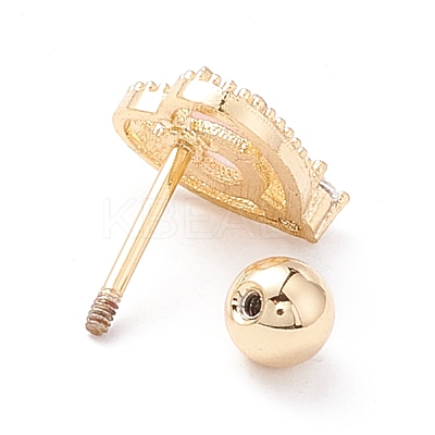 Heart Cat Eye Stud Earrings for Women EJEW-A065-01G-1