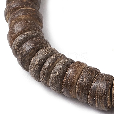 Natural Coconut Rondelle Beaded Stretch Bracelets BJEW-JB10250-02-1