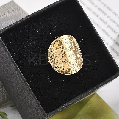Flat Round 304 Stainless Steel Open Cuff Ring for Women LS-RJEW-M049-01G-02-1
