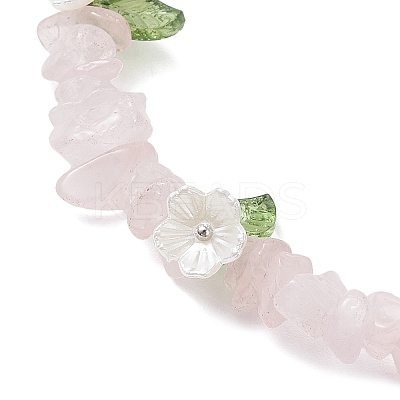 Natural Rose Quartz Chip Beaded Stretch Bracelets for Women BJEW-JB12311-02-1