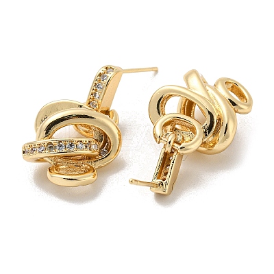 Brass with Clear Cubic Zirconia Dangle Stud Earrings EJEW-B035-07KCG-1