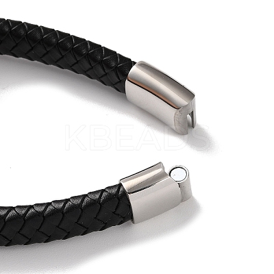 Men's Braided Black PU Leather Cord Bracelets BJEW-K243-18AS-1