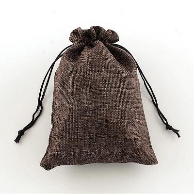 Polyester Imitation Burlap Packing Pouches Drawstring Bags ABAG-R004-14x10cm-10-1