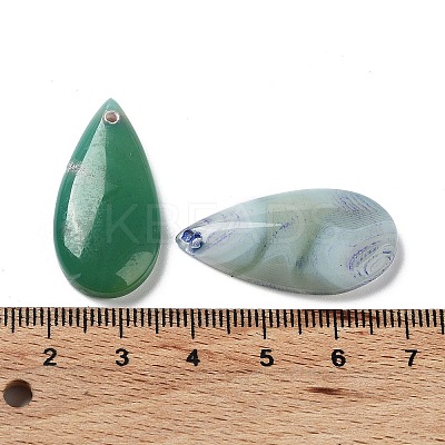Dyed & Heated Natural Green Agate Pendants G-G065-03D-1