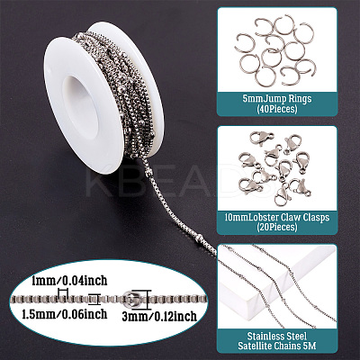 DIY Stainless Steel Satellite Chains Necklace Jewelry Kits DIY-TA0010-46-1