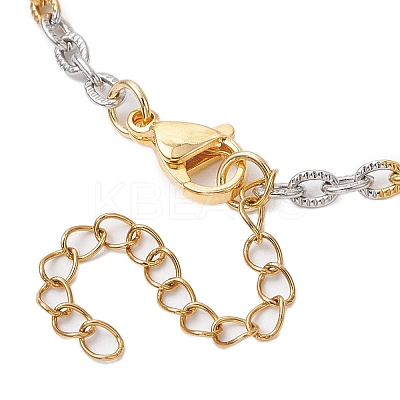 2Pcs 2 Colors Two Tone 304 Stainless Steel Textured Cable Chain Anklets AJEW-AN00681-1