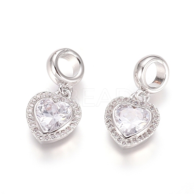 Brass Micro Pave Cubic Zirconia European Dangle Charms LS-ZIRC-E163-18P-1