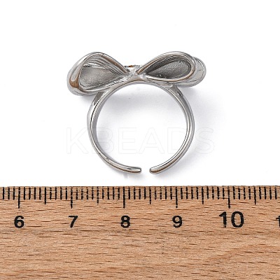 304 Stainless Steel with Rhinestone Adjustable Cuff Rings RJEW-Q020-18P-1