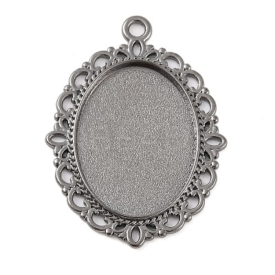 Tibetan Style Oval Alloy Pendant Cabochon Settings LS-TIBEP-Q054-44B-RS-1