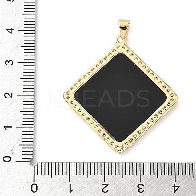 Brass Micro Pave Cubic Zirconia Resin Pendants KK-L239-047G-B-1
