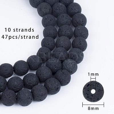 Natural Lava Rock Beads Strands G-OC0001-27-1