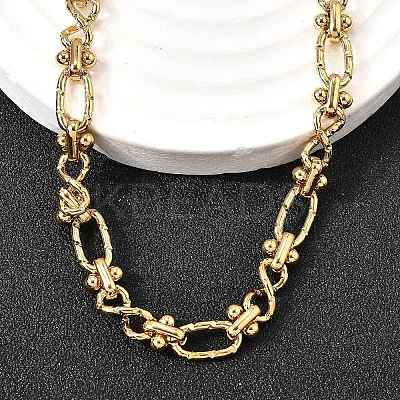 304 Stainless Steel Oval Textured Infinity Link Chain Necklaces for Women Men NJEW-K249-20A-G-1