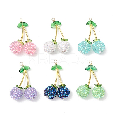 6Pcs 6 Colors AB Color Opaque Resin Pendants PALLOY-JF04067-S-1