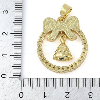 Christmas Theme Rack Plating Brass Micro Pave Cubic Zirconia Pendants KK-U032-14G-02-1