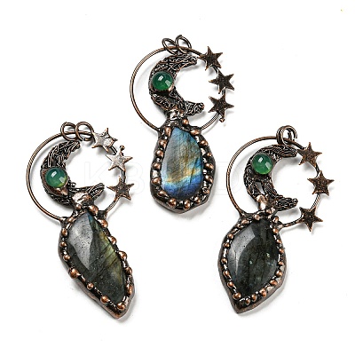 Natural Labradorite and Agate Big Pendants G-M383-15R-01-1