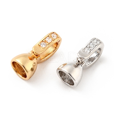 Brass Micro Pave Clear Cubic Zirconia Fold Over Clasps KK-G425-03-1