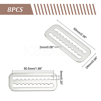 8Pcs Belt 316 Stainless Steel Slide Buckles STAS-UN0051-32-1