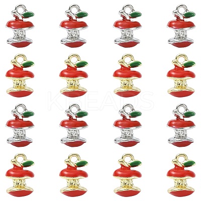 16Pcs 2 Colors Apple Alloy Enamel Charms ENAM-CJ0007-48-1