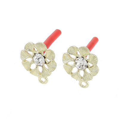 Rack Plating Golden Alloy with Rhinestone Stud Earring Findings EJEW-B036-02G-11-1
