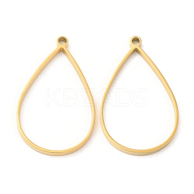 304 Stainless Steel Open Back Bezel Teardrop Pendants STAS-Z040-11A-G-1