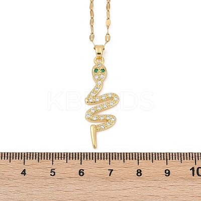 Brass Pave Full Cubic Zirconia Snake Pendant Necklaces LS-NJEW-D309-02G-B-1