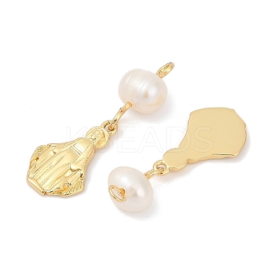Natural Cultured Freshwater Pearl & Brass Pendants KK-U062-04G-1
