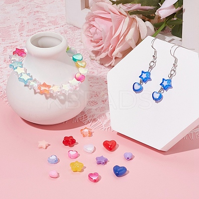 350Pcs 10 Style Transparent & Opaque Heart & Star Acrylic Beads TACR-YW0001-33-1