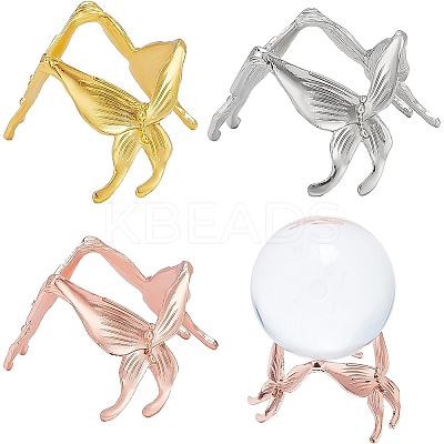 3Pcs 3 Colors Butterfly Crystal Ball Display Stand Alloy Metal Base ODIS-BC0001-11-1