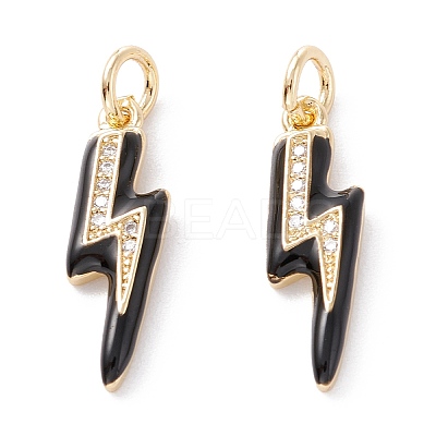 Brass Micro Pave Clear Cubic Zirconia Pendants ZIRC-A019-12G-E-1