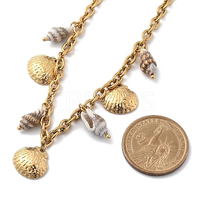 Ocean Beach 304 Stainless Steel & Shell Bib Necklaces STAS-Z112-01G-1