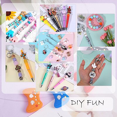 18Pcs 9 Style Flat Round with Word Food Grade Eco-Friendly Printed Silicone Focal Beads SIL-SZ0001-31-1