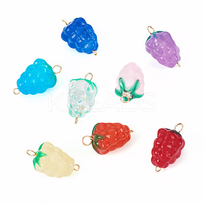 8Pcs 8 Styles Handmade Lampwork Grapes Connector Charms PALLOY-TAC0156-1