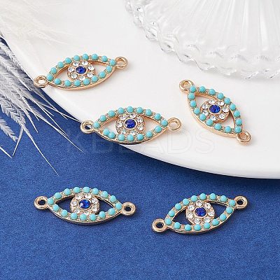 Alloy Connector Charms with Capri Blue Rhinestone and Synthetic Turquoise FIND-YW0003-50-1