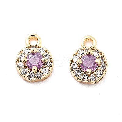 Brass Micro Pave Cubic Zirconia Charms KK-L222-001G-03-1