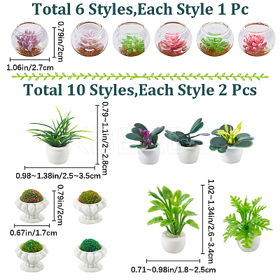 26Pcs 16 Styles Resin Flower Potting Display Ornaments DJEW-GF0001-67-1