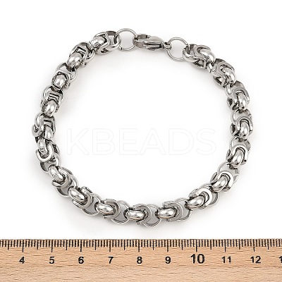 8MM 201 Stainless Steel Byzantine Chain Bracelets for Women BJEW-B143-06-1