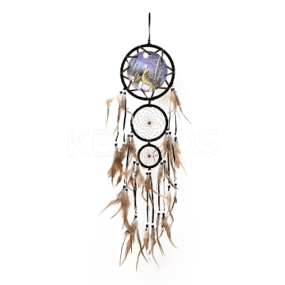 Indian Style ABS Woven Web/Net with Feather Pendant Decorations AJEW-B016-04B-1
