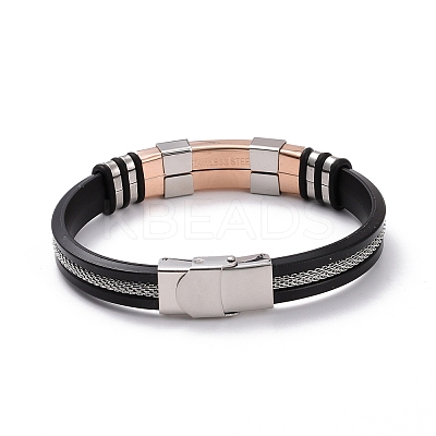 Men's Silicone Cord Bracelet LS-BJEW-M206-02RGP-1