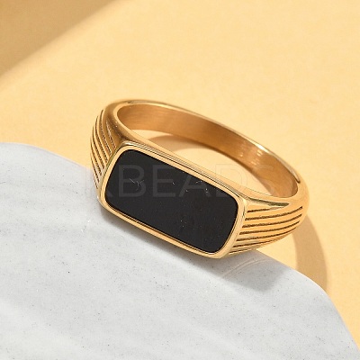 316L Stainless Steel Natural Gemstone Finger Rings for Women RJEW-U054-02C-02G-1