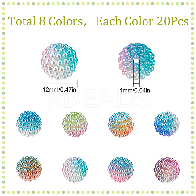 160Pcs 8 Colors Imitation Pearl Acrylic Beads OACR-SC0001-15-1