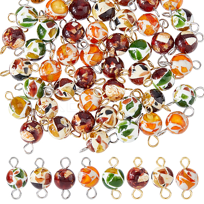 48Pcs 8 Styles Synthetic Amber Links Connector Charms PALLOY-FH00133-1