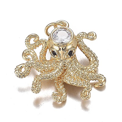 Brass Micro Clear & Black Cubic Zirconia Pendants ZIRC-F120-067G-1