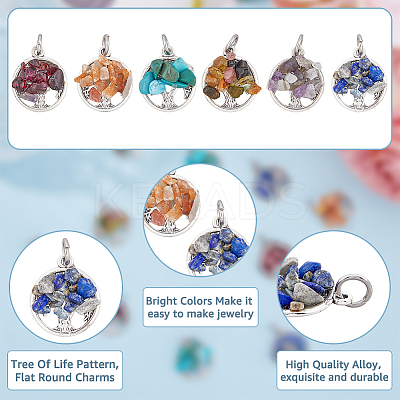 10 Sets 6 Styles Natural & Synthetic Mixed Stone Chip Pendants G-HY0001-35-1