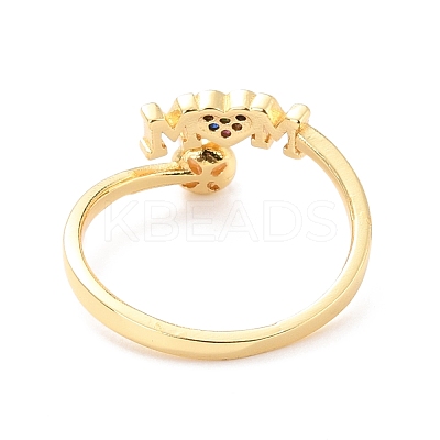 Mom Heart Cubic Zirconia Cuff Ring for Mother's Day RJEW-C004-15-RS-1